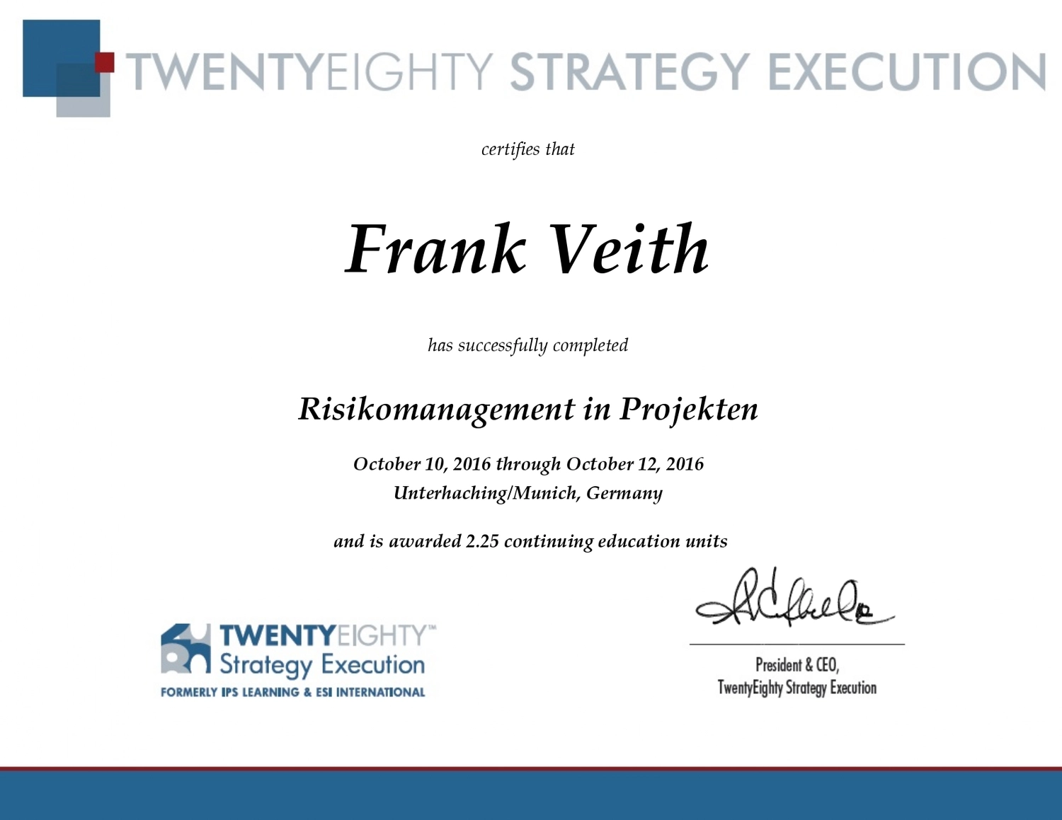 VEITH SCT – Industrie-Consulting – Zertifikat